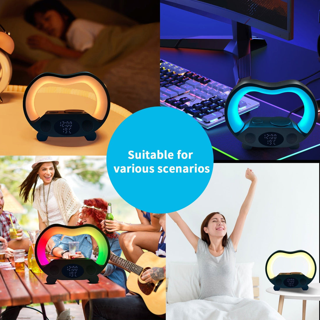2024 6-in-1 Smart LED Table Lamp with Wireless Charger & Bluetooth Speaker