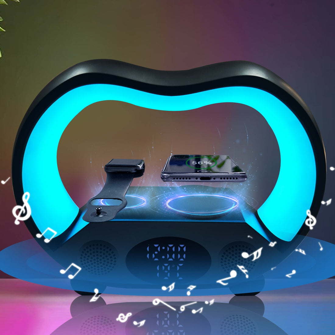 2024 6-in-1 Smart LED Table Lamp with Wireless Charger & Bluetooth Speaker