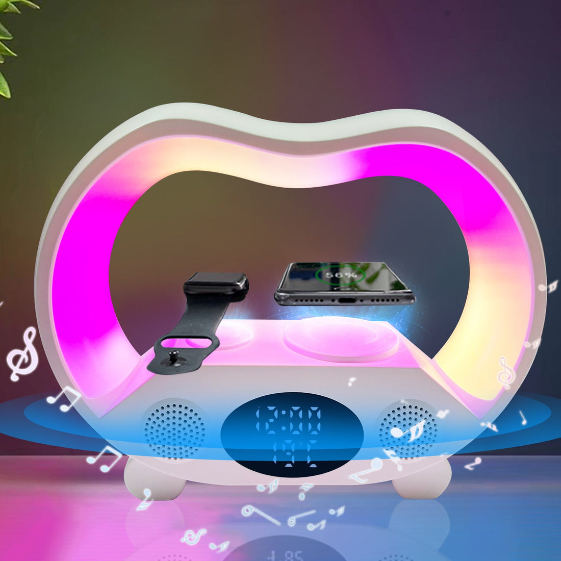 2024 6-in-1 Smart LED Table Lamp with Wireless Charger & Bluetooth Speaker