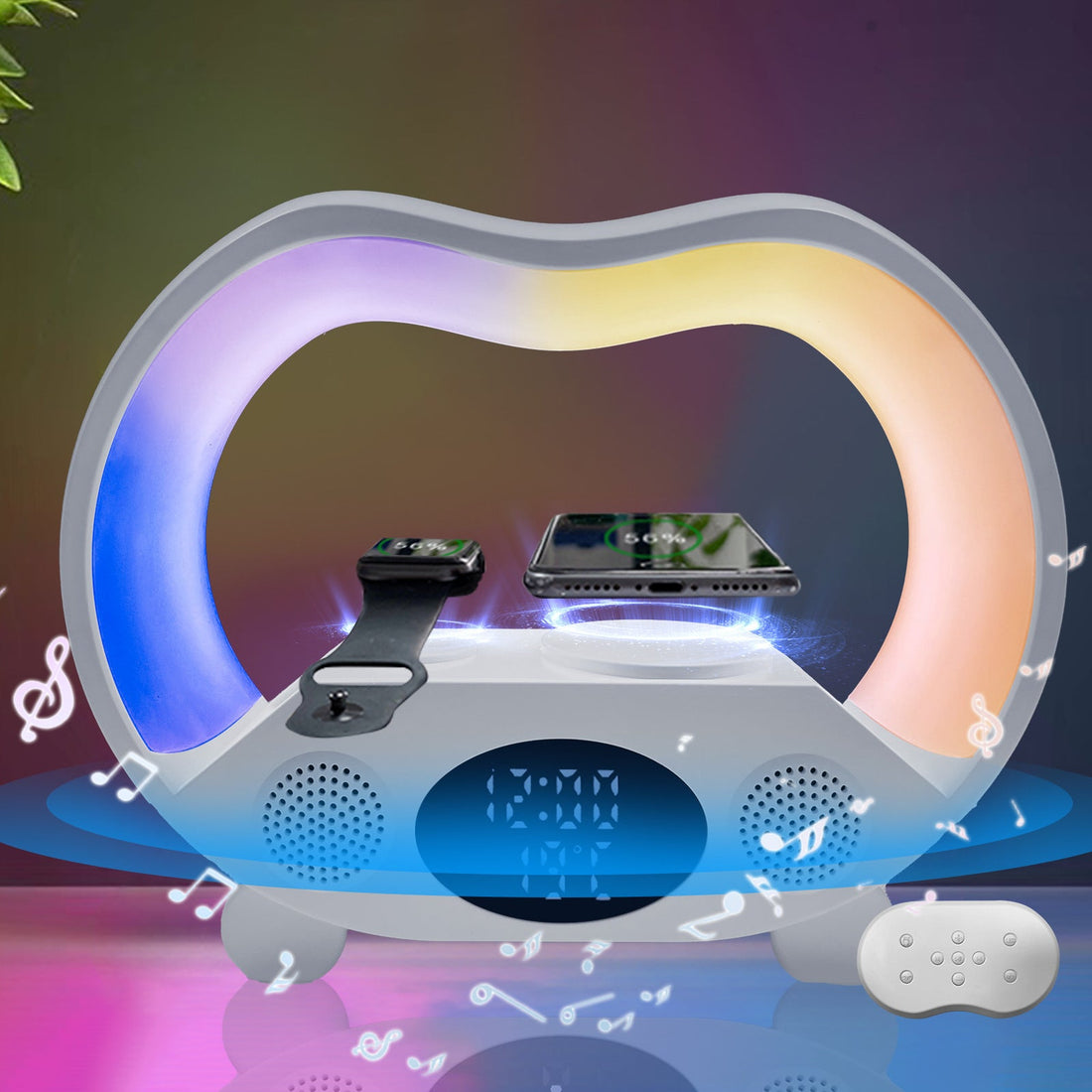 2024 6-in-1 Smart LED Table Lamp with Wireless Charger & Bluetooth Speaker