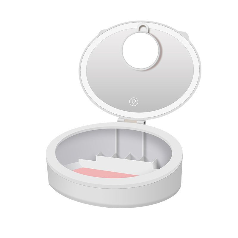LED Makeup Mirror with Storage Box – Stylish Desktop Decor for Girls' Dorms
